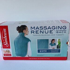 SUNBEAM RENUE MASSAGING EXTENDED BACK RELIEVING HEAT THERAPY WRAP/AQUA BLUE